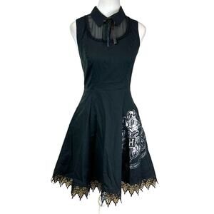Hot Topic Harry Potter Hogwarts Dress Women's Small Corset Goth Black Silver